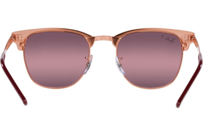 Okulary przeciwsłoneczne Ray-Ban Clubmaster Metal Chromance Collection RB3716 9253G9 Polarized Browline Czerwone