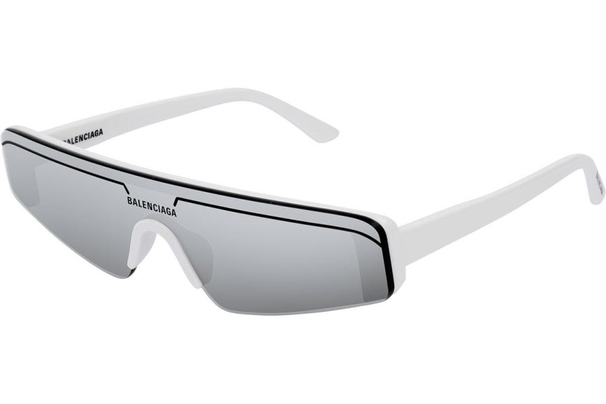Okulary przeciwsłoneczne Balenciaga BB0003S 002 Pojedyncze | Shield Białe