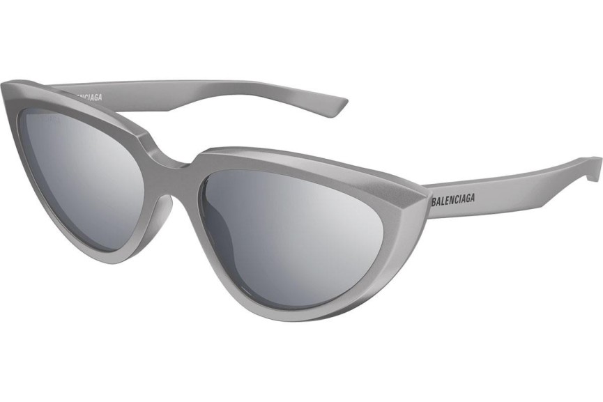 Okulary przeciwsłoneczne Balenciaga BB0182S 004 Kocie oczy Srebrne