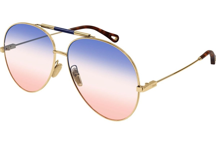 Okulary przeciwsłoneczne Chloe CH0113S 003 Pilotki (Aviator) Złote