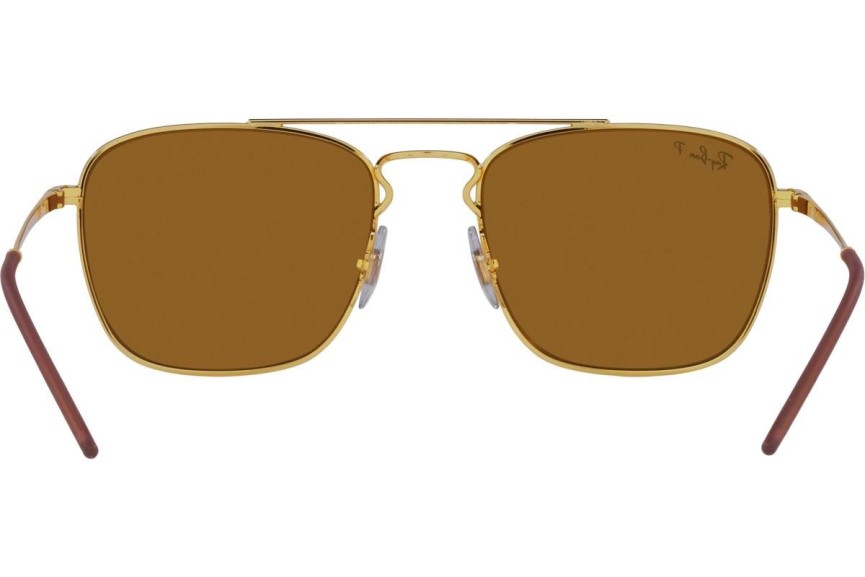 Okulary przeciwsłoneczne Ray-Ban RB3588 925083 Polarized Kwadratowe Złote
