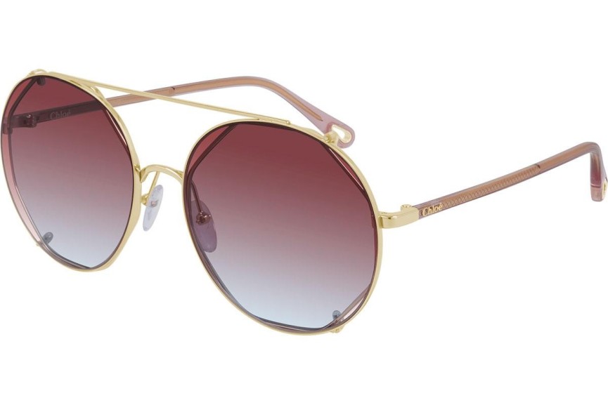 Okulary przeciwsłoneczne Chloe CH0041S 004 Okrągłe Złote