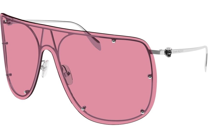 Okulary przeciwsłoneczne Alexander McQueen AM0313S 003 Pojedyncze | Shield Srebrne