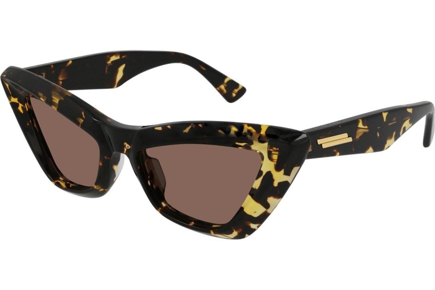 Okulary przeciwsłoneczne Bottega Veneta BV1101S 002 Kocie oczy Havana