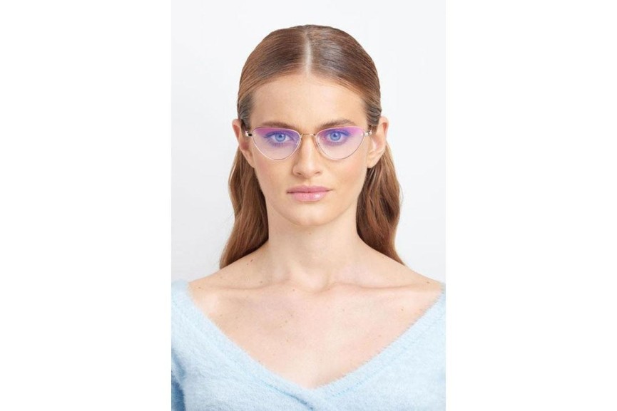 Okulary korekcyjne Chiara Ferragni CF1022/BB JTG/7M blue-light [non-prescription] Kocie oczy Złote
