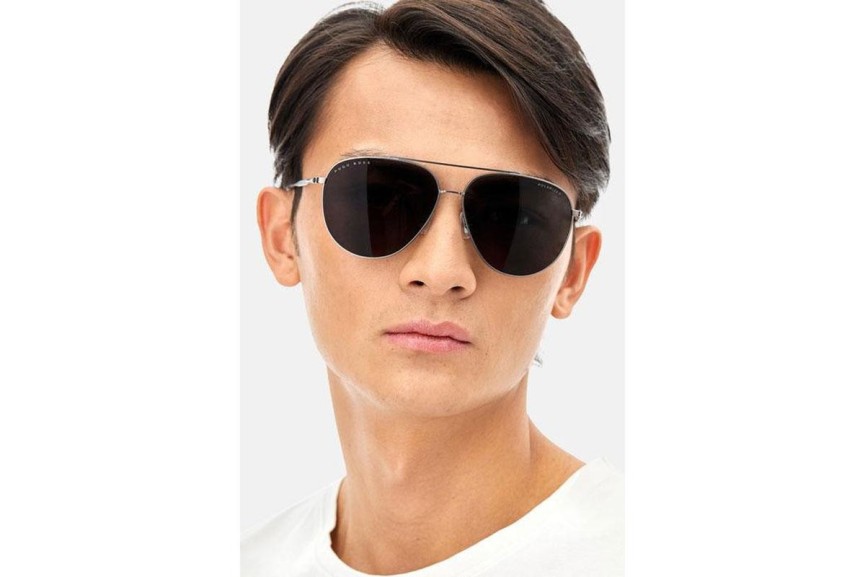 Okulary przeciwsłoneczne BOSS BOSS1296/F/S R80/M9 Polarized Pilotki (Aviator) Srebrne