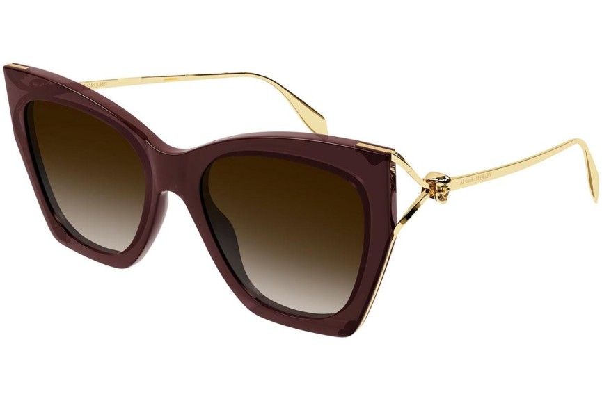 Okulary przeciwsłoneczne Alexander McQueen AM0375S 002 Kocie oczy Brązowe