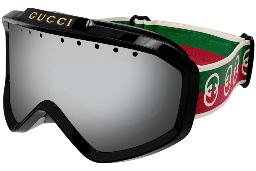 Gogle narciarskie Gucci GG1210S 001 Pojedyncze | Shield Czarne