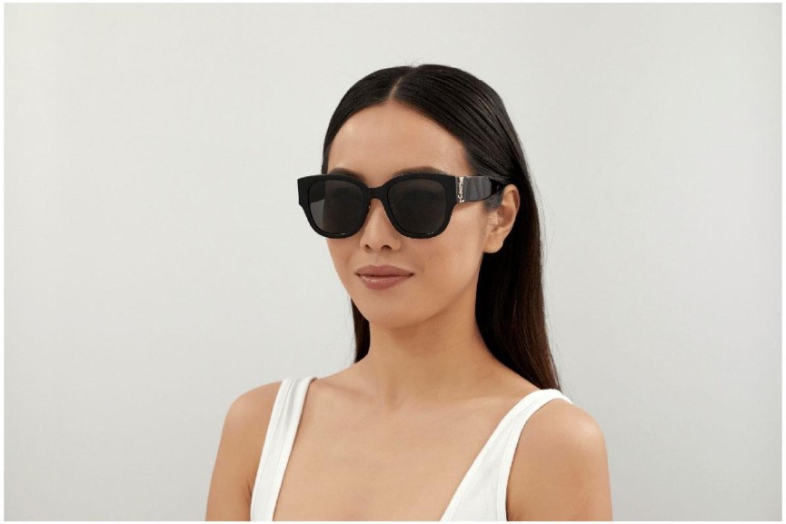 Okulary przeciwsłoneczne Saint Laurent SLM95/K 001 Kocie oczy Czarne