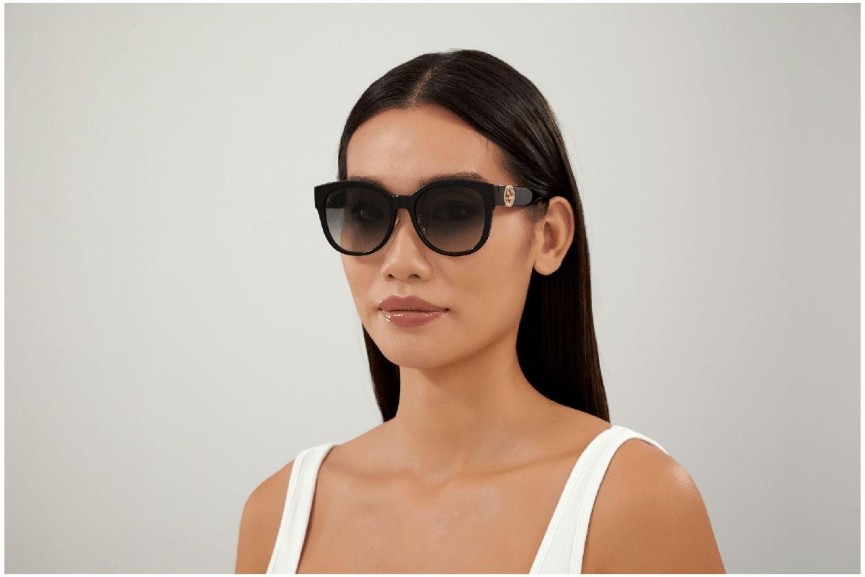 Okulary przeciwsłoneczne Gucci GG1028SK 006 Okrągłe Czarne