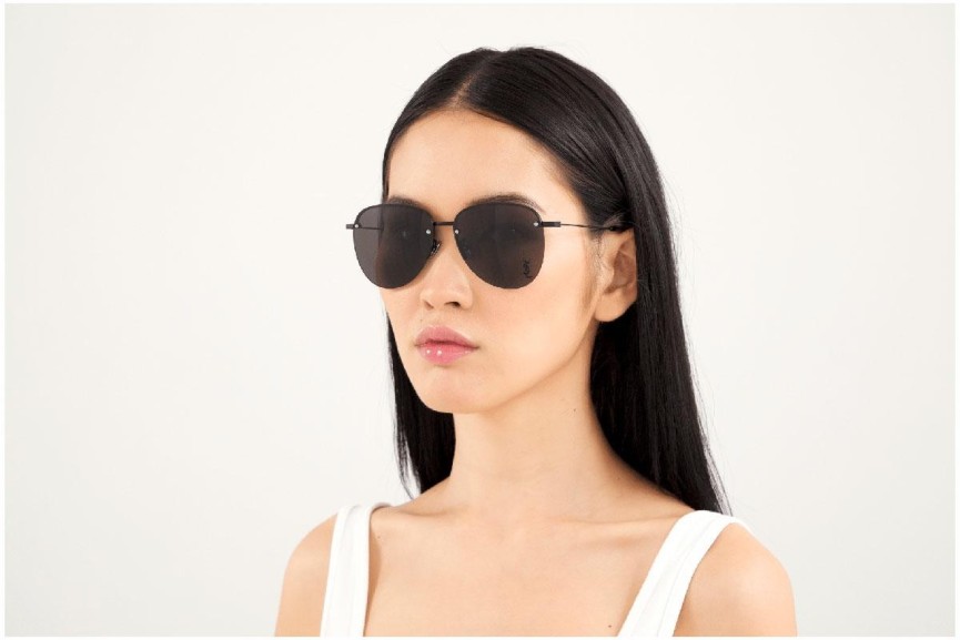 Okulary przeciwsłoneczne Saint Laurent SL328/KM 001 Pilotki (Aviator) Czarne