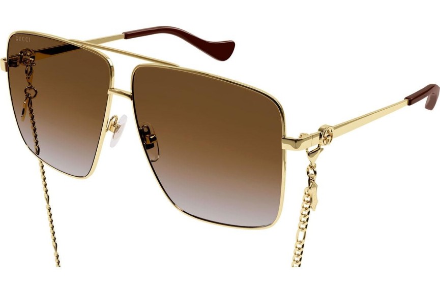 Okulary przeciwsłoneczne Gucci GG1087S 002 Pilotki (Aviator) Złote
