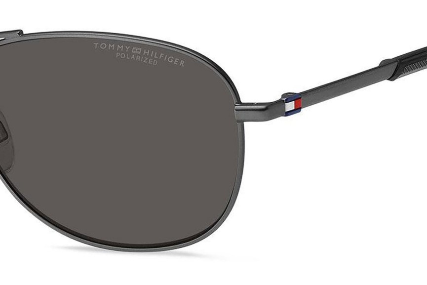 Okulary przeciwsłoneczne Tommy Hilfiger TH2023/S R80/M9 Polarized Pilotki (Aviator) Srebrne