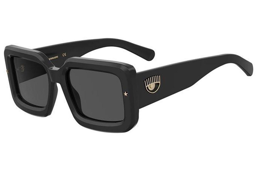 Okulary przeciwsłoneczne Chiara Ferragni CF7022/S 807/IR Prostokątne Czarne