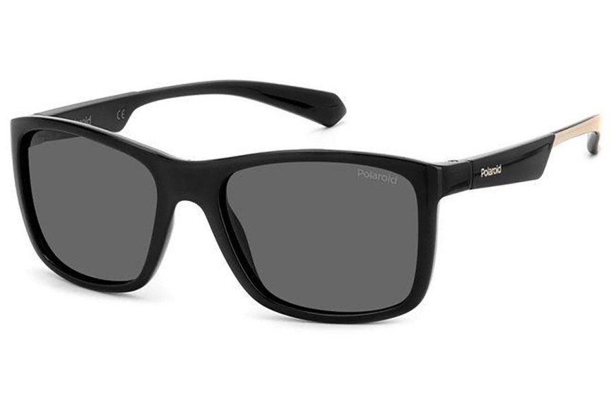 Okulary przeciwsłoneczne Polaroid Junior PLD8053/S 9HT/M9 Polarized Kwadratowe Czarne
