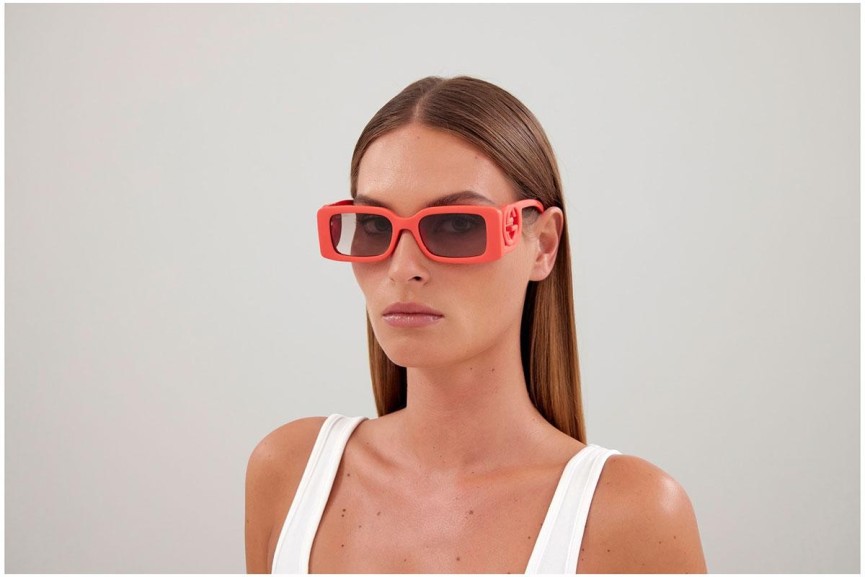 Okulary przeciwsłoneczne Gucci GG1325S 005 Prostokątne Czerwone