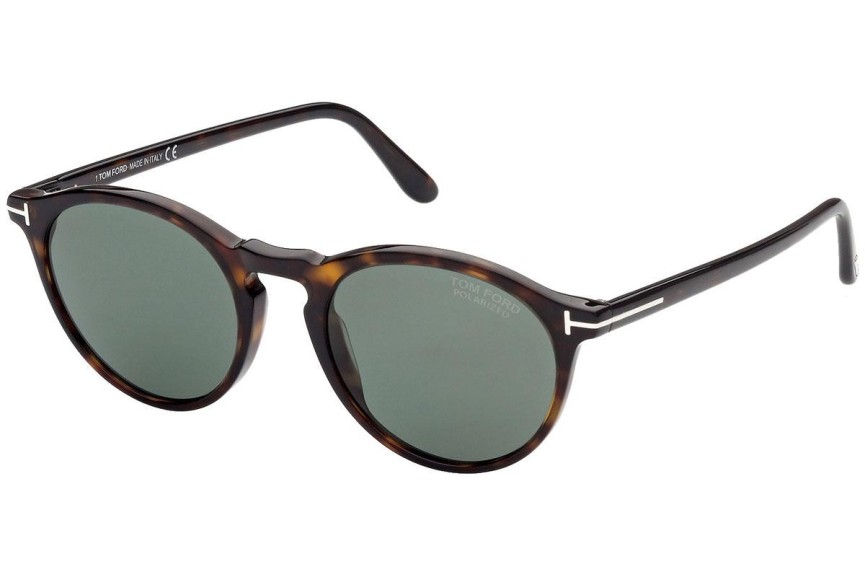 Okulary przeciwsłoneczne Tom Ford FT0904 52R Polarized Okrągłe Havana