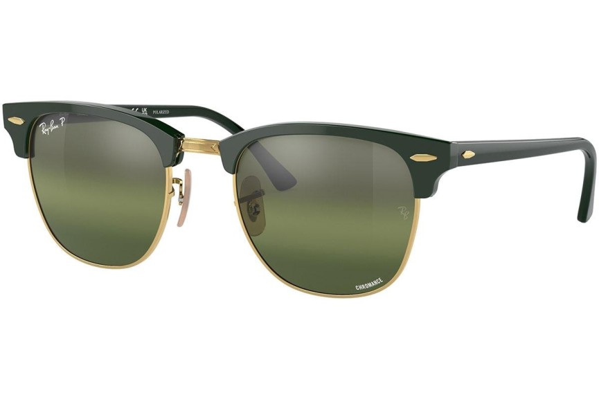 Okulary przeciwsłoneczne Ray-Ban Clubmaster Chromance Collection RB3016 1368G4 Polarized Browline Zielone