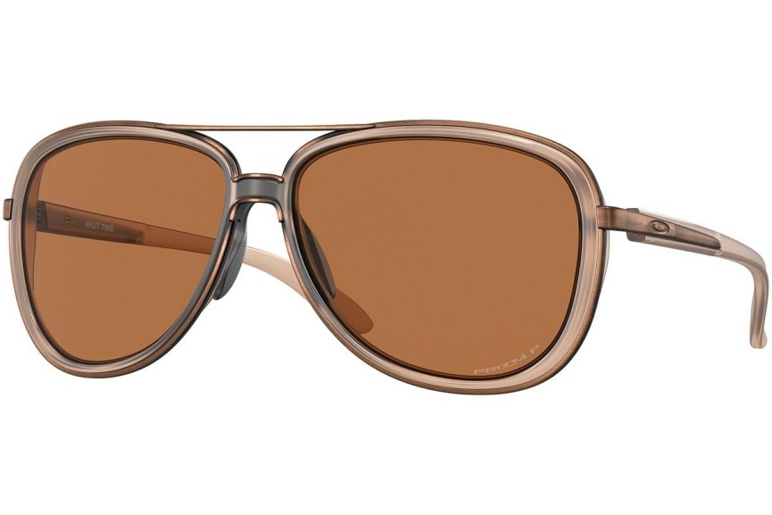 Okulary przeciwsłoneczne Oakley Split Time OO4129-23 Polarized Pilotki (Aviator) Brązowe