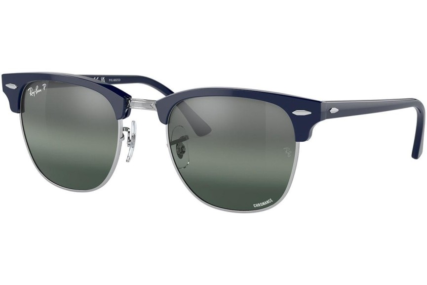 Okulary przeciwsłoneczne Ray-Ban Clubmaster Chromance Collection RB3016 1366G6 Polarized Browline Niebieskie