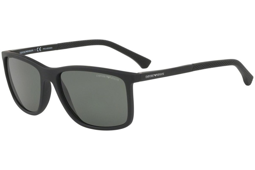 Okulary przeciwsłoneczne Emporio Armani EA4058 56539A Polarized Kwadratowe Czarne