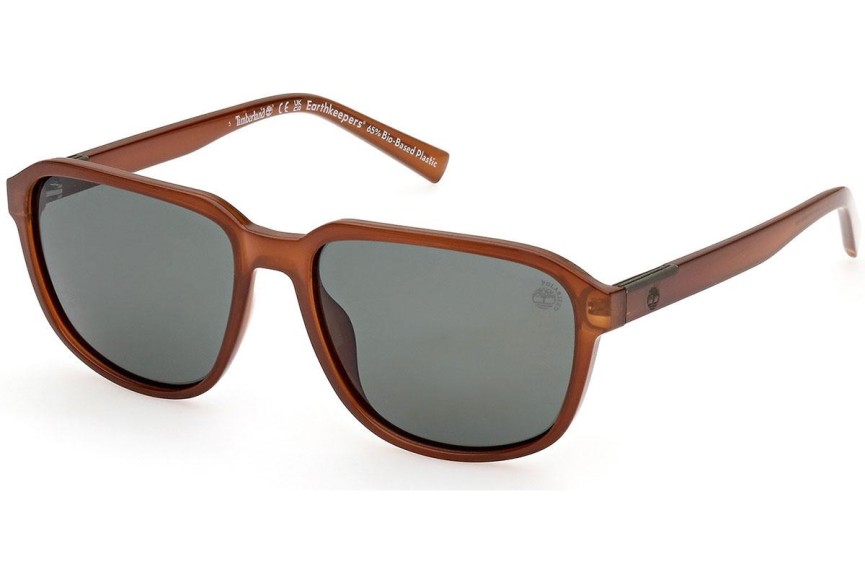 Okulary przeciwsłoneczne Timberland TB9311 47R Polarized Kwadratowe Brązowe
