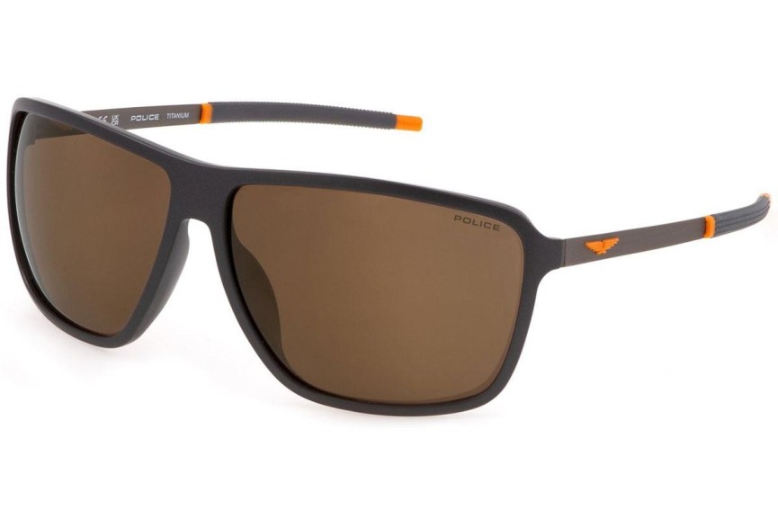 Okulary przeciwsłoneczne Police Solstice 4 SPLL15 T17X Kwadratowe Brązowe