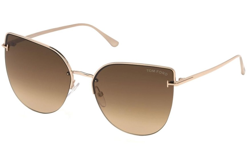 Okulary przeciwsłoneczne Tom Ford Ingrid FT0652 28F Kocie oczy Złote