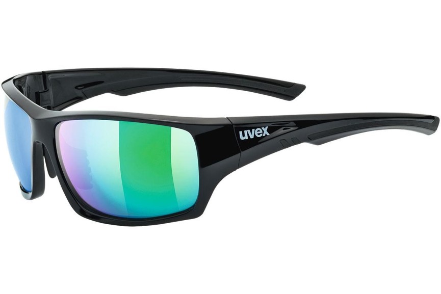 Okulary przeciwsłoneczne uvex sportstyle 222 pola Black / Green S3 Polarized Prostokątne Czarne
