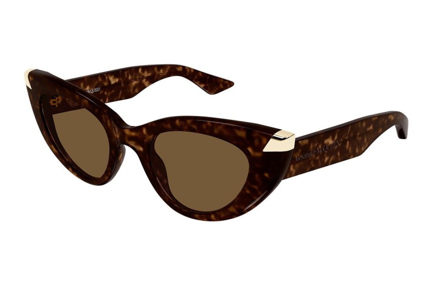 Okulary przeciwsłoneczne Alexander McQueen AM0442S 003 Kocie oczy Havana