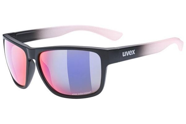 Okulary przeciwsłoneczne uvex lgl 36 colorvision Matte Black / Rose S3 Kwadratowe Czarne
