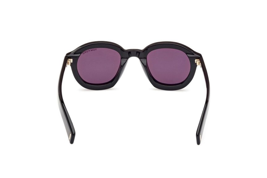 Ochelari de soare Tom Ford FT1100 01A Rotunzi Negri