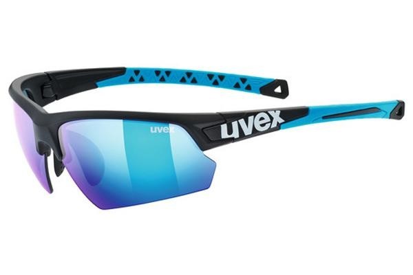 Okulary przeciwsłoneczne uvex sportstyle 224 Black Mat / Blue S3 Prostokątne Czarne