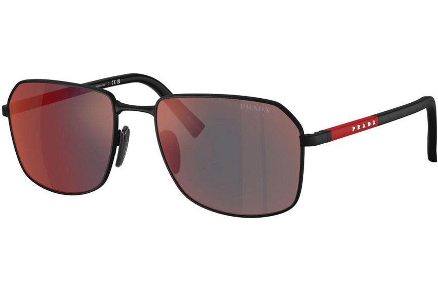 Okulary przeciwsłoneczne Prada Linea Rossa PSA51S DG008F Prostokątne Czarne