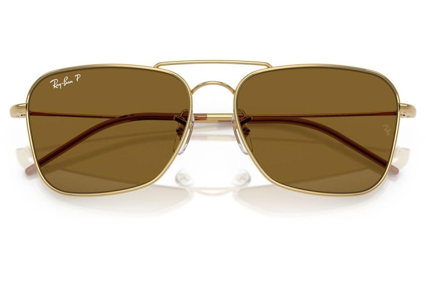 Слънчеви очила Ray-Ban Caravan Reverse RBR0102S 001/83 Polarized Правоъгълни Златна