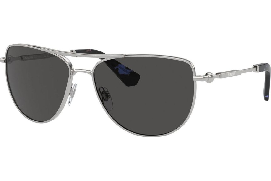 Okulary przeciwsłoneczne Burberry BE3149 100587 Pilotki (Aviator) Srebrne