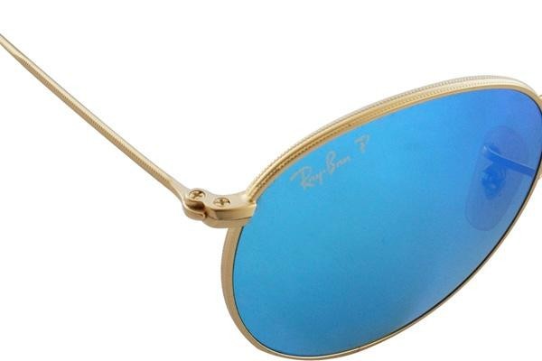 Okulary przeciwsłoneczne Ray-Ban Round Metal Flash Lenses RB3447 112/4L Polarized Okrągłe Złote