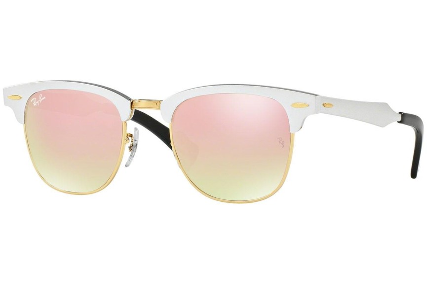 Sunglasses Ray-Ban Clubmaster Aluminum Flash Lenses Gradient RB3507 137/7O Browline Białe