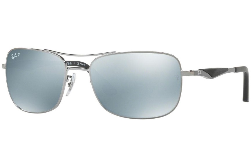 Okulary przeciwsłoneczne Ray-Ban RB3515 004/Y4 Polarized Pilotki (Aviator) Srebrne
