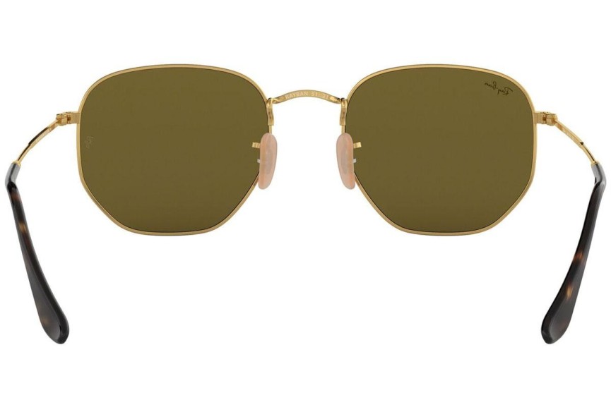 Okulary przeciwsłoneczne Ray-Ban Hexagonal Flat Lenses RB3548N 001/9O Okrągłe Złote