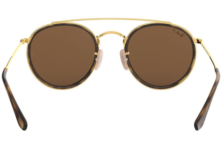 Слънчеви очила Ray-Ban Round Double Bridge RB3647N 001/57 Polarized Заоблени Хавана