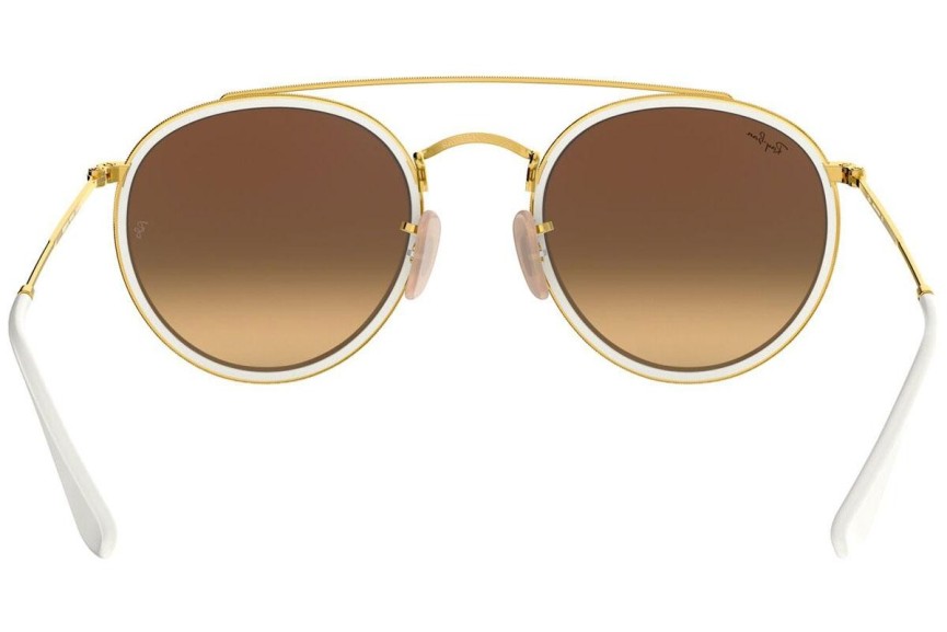 Ochelari de soare Ray-Ban Round Double Bridge RB3647N 001/4O Rotunzi Albi