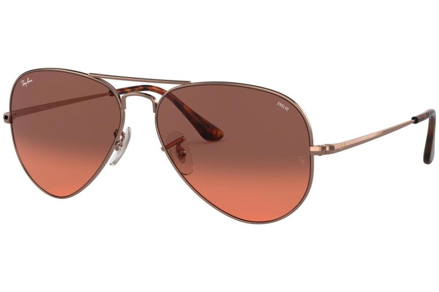 Okulary przeciwsłoneczne Ray-Ban Aviator Metal II Evolve RB3689 9151AA Pilotki (Aviator) Brązowe
