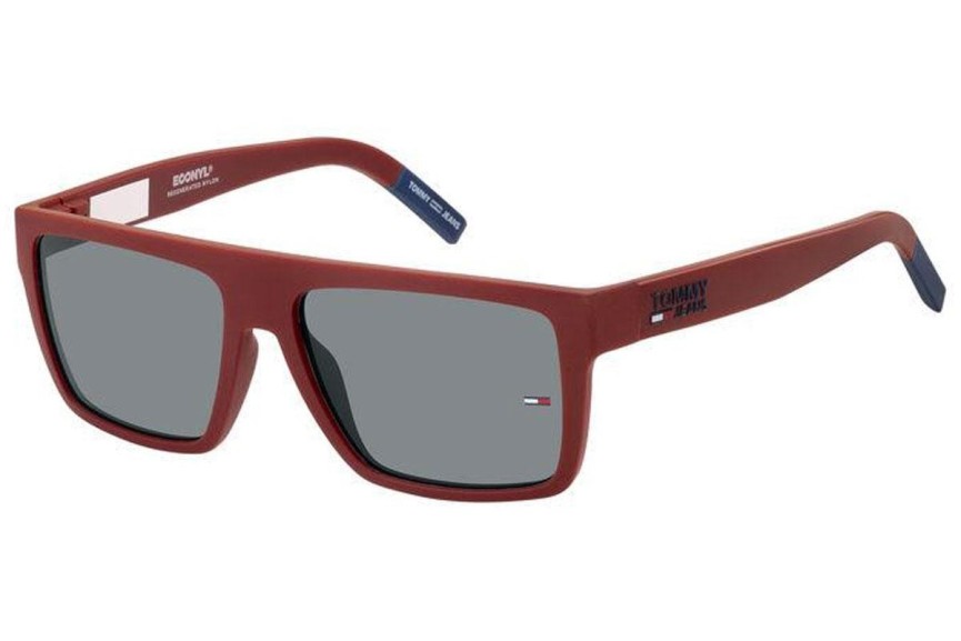 Okulary przeciwsłoneczne Tommy Jeans TJ0004/S 0Z3/IR Kwadratowe Czerwone