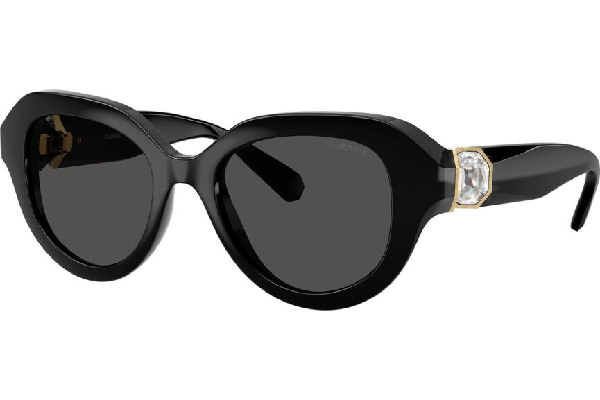 Okulary przeciwsłoneczne Swarovski SK6037 100187 Okrągłe Czarne