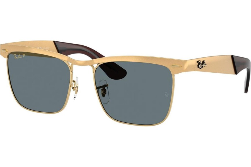 Okulary przeciwsłoneczne Ray-Ban Wayfarer Deluxe RB3875 92763R Polarized Kwadratowe Złote