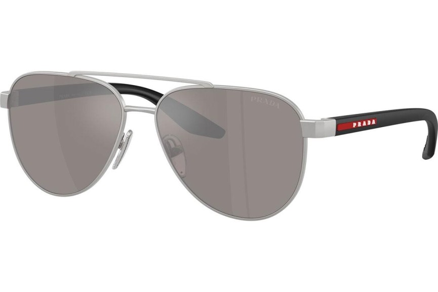 Okulary przeciwsłoneczne Prada Linea Rossa PSA52S 18X80I Pilotki (Aviator) Srebrne