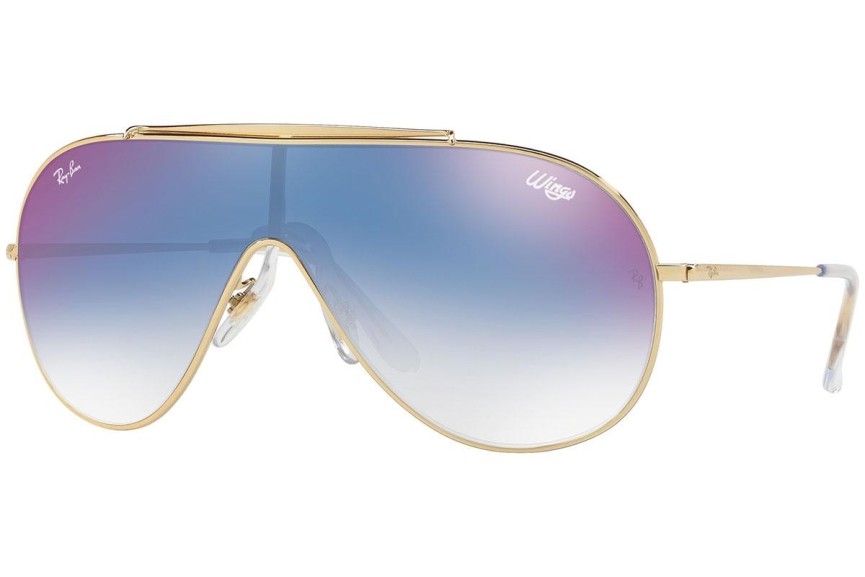 Okulary przeciwsłoneczne Ray-Ban Wings RB3597 001/X0 Pojedyncze | Shield Złote