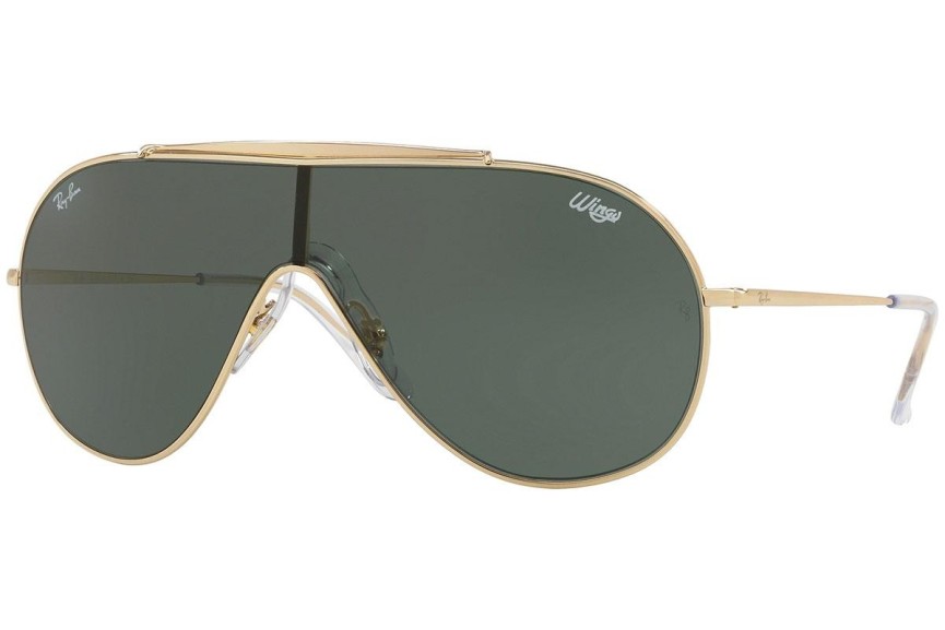 Okulary przeciwsłoneczne Ray-Ban Wings RB3597 905071 Pojedyncze | Shield Złote