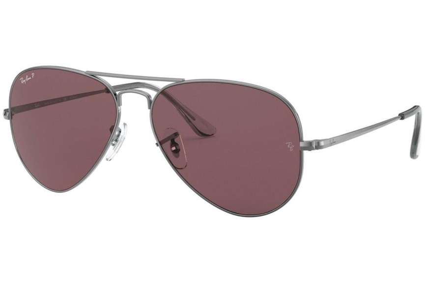 Okulary przeciwsłoneczne Ray-Ban Aviator Metal II RB3689 004/AF Polarized Pilotki (Aviator) Srebrne